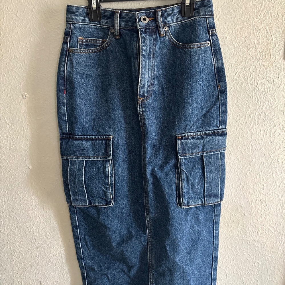 Self Portrait Denim Midi Skirt